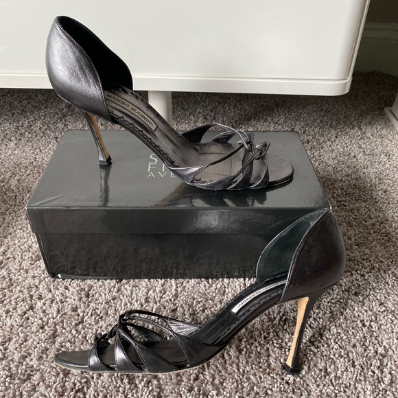 Manolo Blahnik Shoes - MANOLO BLAHNIK leather criss-cross epsinado d’orsay peep-toe pumps